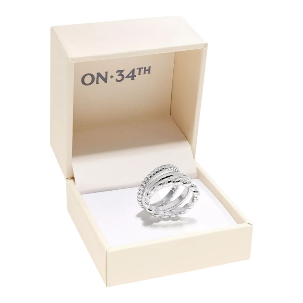 3-Pc. Set Rhodium Plated Twist Rings Size 11